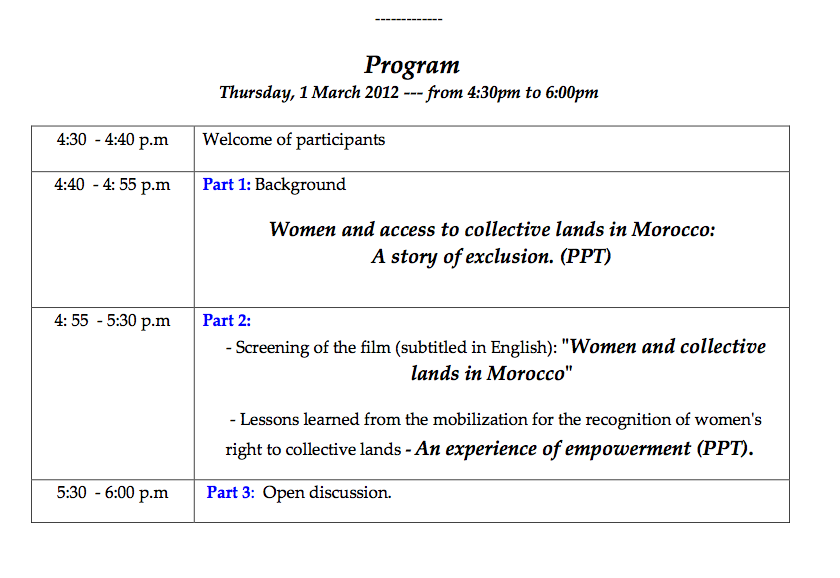 ADFM CSW56 2012 Land rights Program