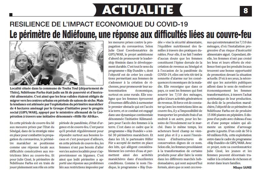 Julie Featured in a Newspaper Discussing Food Insecurity During COVID-19