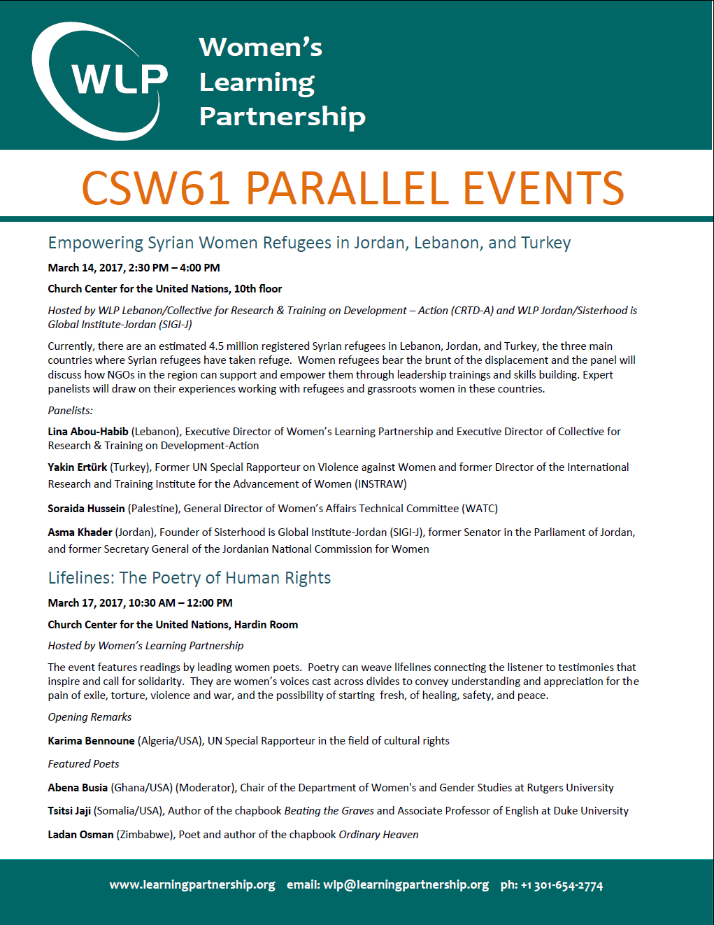 Lifelines parallel event CSW 61